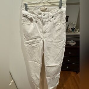 Madewell Mid-Rise Perfect Vintage Straight Jean in Tile White – Size 28